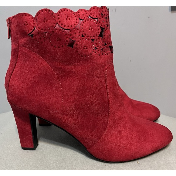 Impo Shoes - IMPO TARRID Women's Scarlett Red Faux Suede Ankle Boots, Size 11M